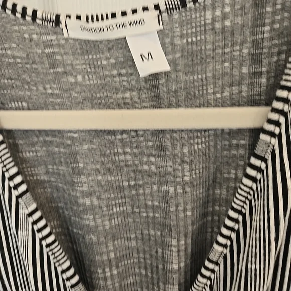 Caution To The Wind Striped Black and White Jumpsuit Medium Belted - Picture 4 of 11